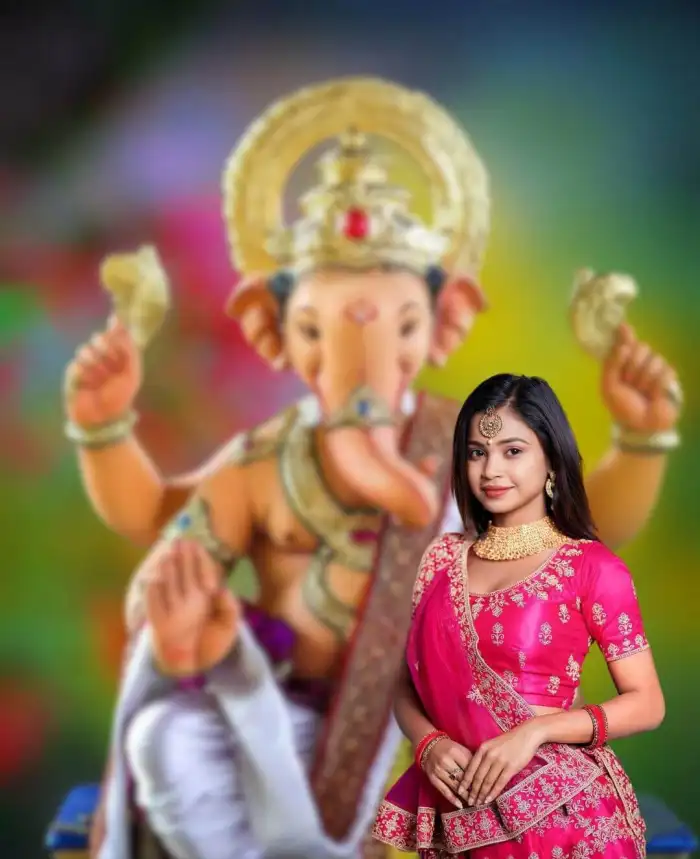 Ganesh Ganpati Chaturthi With Girl CB Picsart Editing Background