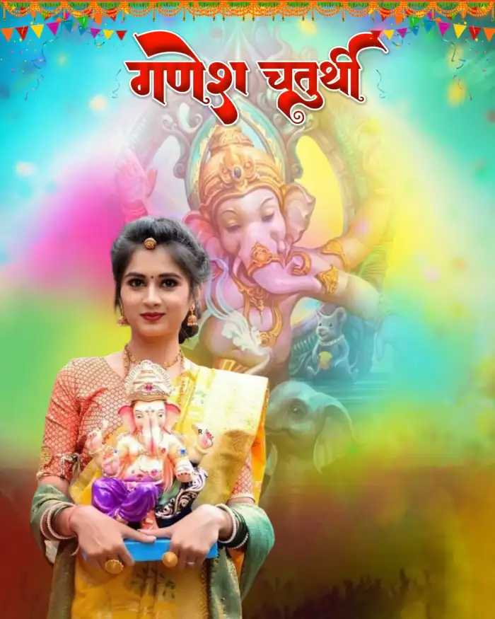 Ganesh Ganpati Chaturthi With Girl CB Picsart Editing Background