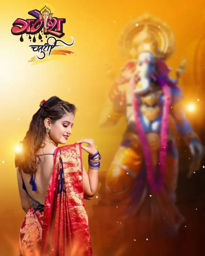 Ganesh Ganpati Chaturthi With Girl CB Picsart Editing Background