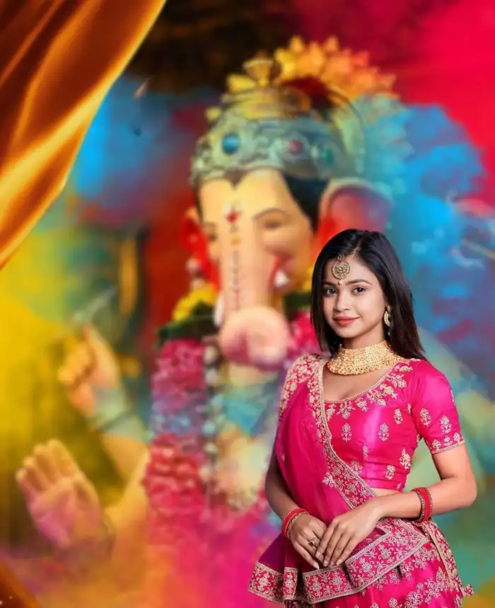 Ganesh Ganpati Chaturthi With Girl CB Picsart Editing Background