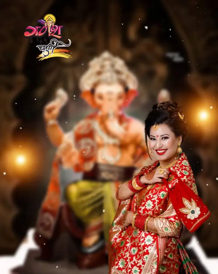 Ganesh Ganpati Chaturthi With Girl CB Picsart Editing Background