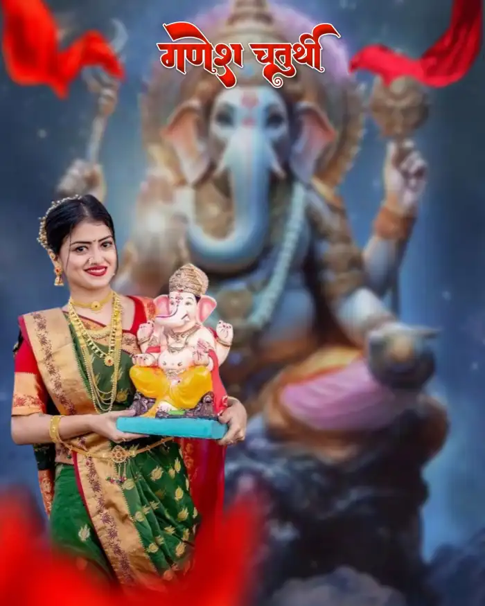 Ganesh Ganpati Chaturthi With Girl CB Picsart Editing Background