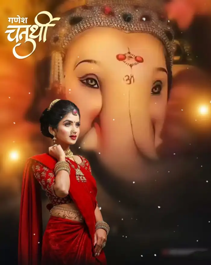 Ganesh Ganpati Chaturthi With Girl CB Picsart Editing Background