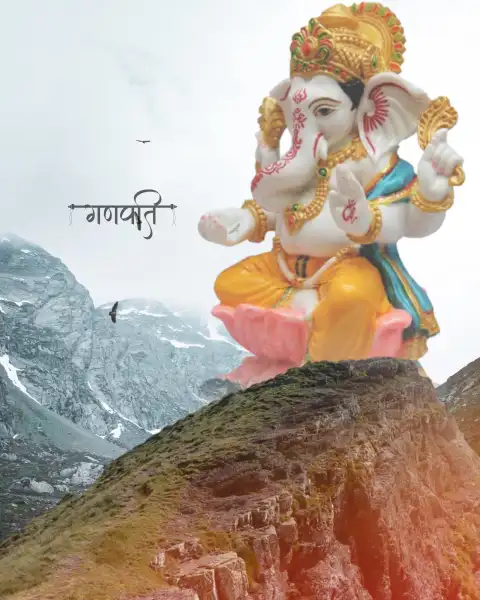 Ganpati On Mountain Ganesh Chaturthi Editing Background