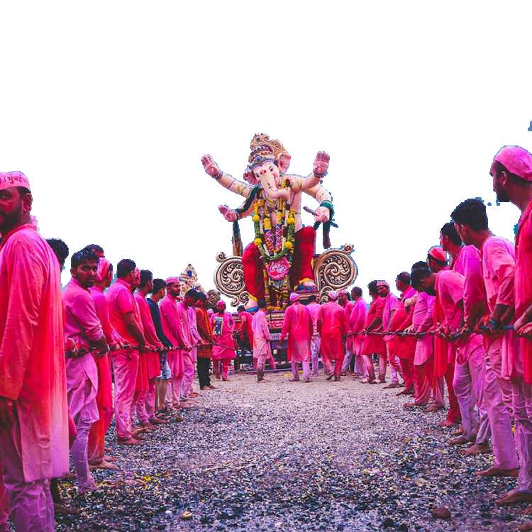 Ganpati Puja People Crowd  PNG Images Download