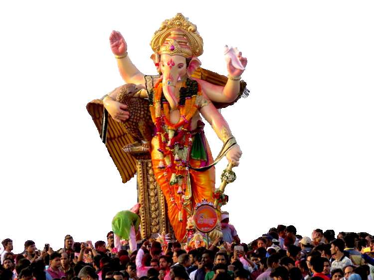 Ganpati Statue With People Crowd PNG Images Download