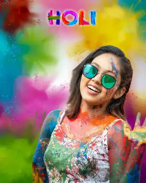 Girl Editing Happy Holi Background Download