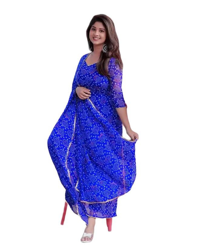 Girl Full Body Blue Dress PNG Images Download