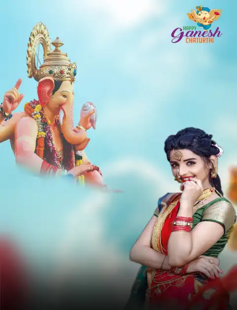 Girl Ganesh Chaturthi  Picsart Editing Background Full HD Download