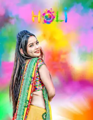 Girl Happy Holi Editing Background