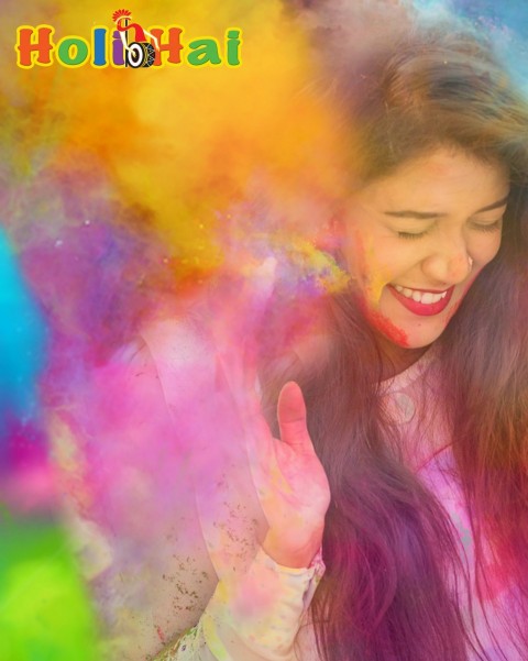 Girl Happy Holi Editing Background HD