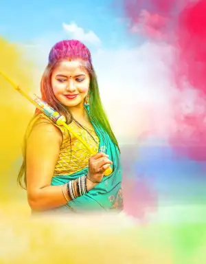 Girl Happy Holi Editing Background For CB Picsart