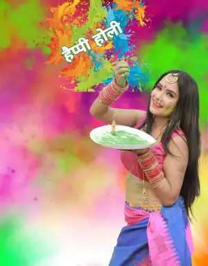 Girl Happy Holi Editing Background