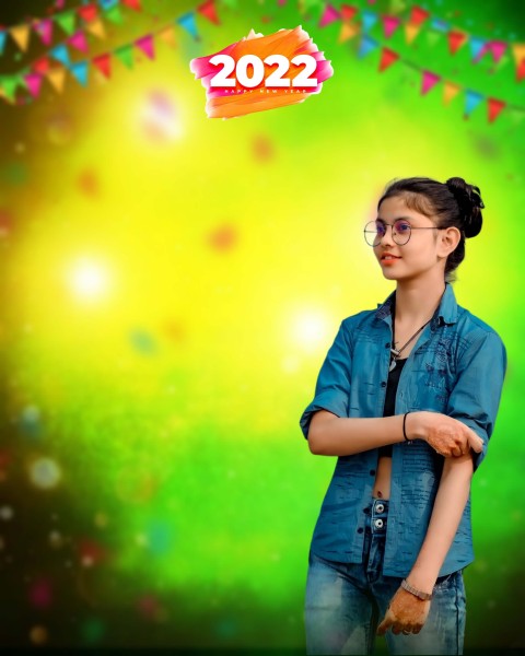 Girl Happy New Year 2022 CB PicsArt Editing Background