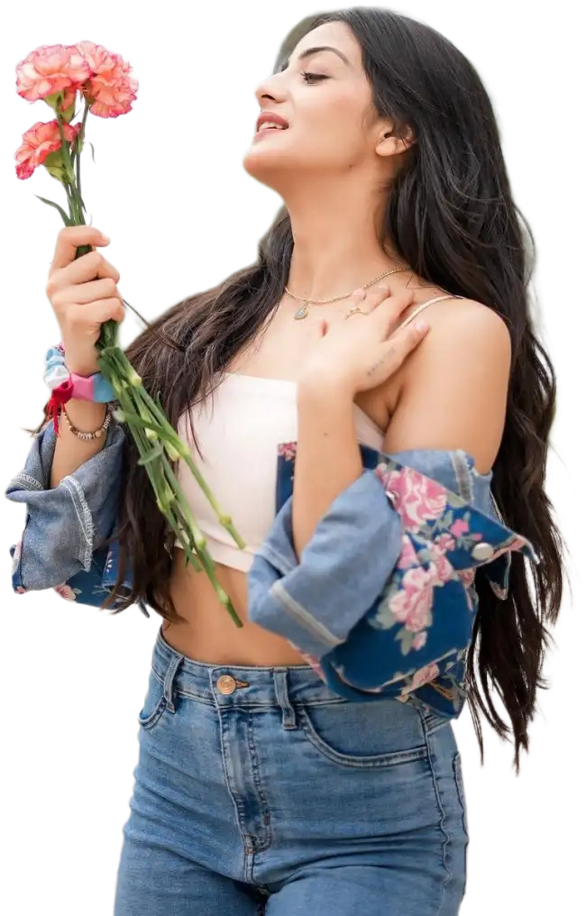 Girl Holding Flower In Hnad PNG Images Download