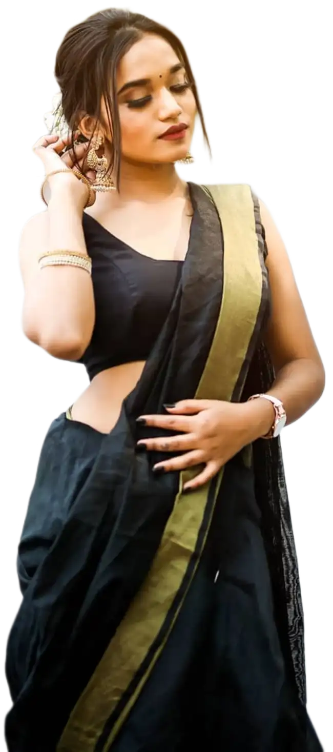 Girl In Black Saree HD PNG Images Download