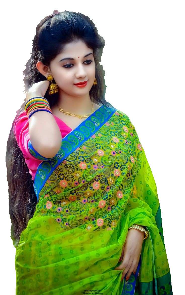 Girl In Green Saree PNG Images Download