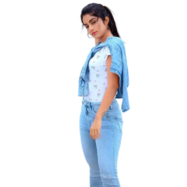 Girl In Jeans Top PNG Images Download