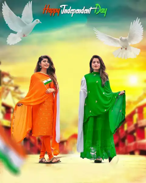 Girl In Orange And Green Dress 15 August Editing Background HD