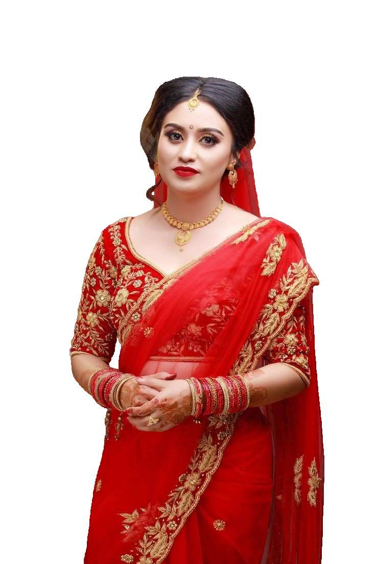 Girl In Red Saree PNG Images Download