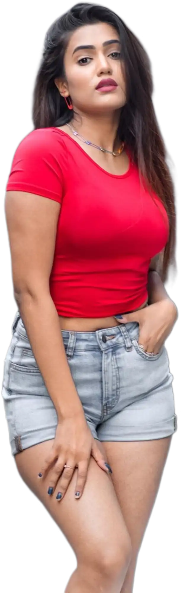 Girl In red Tshirt PNG Images Download