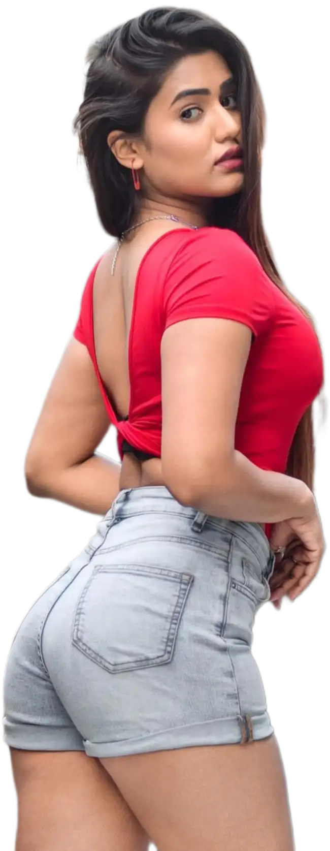 Girl In red Tshirt PNG Images Download