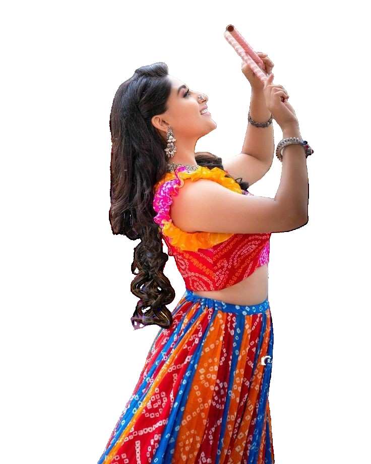 Girl In Saree Play Dandiya PNG Images Download