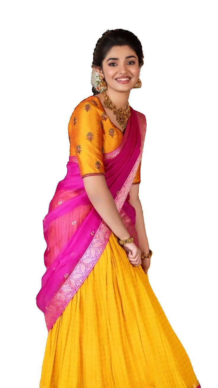 Girl In Yellow Saree PNG Images Download