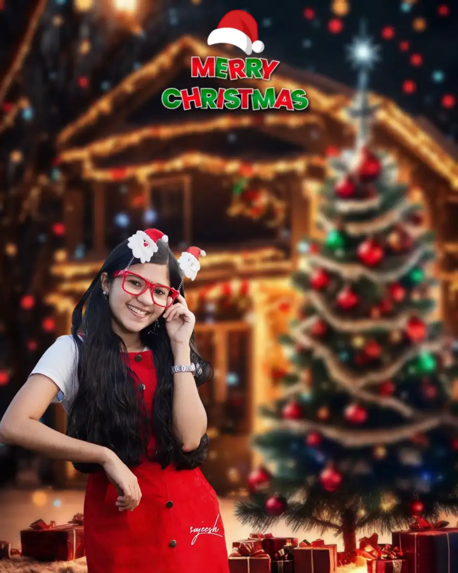 Girl Picsart Christmas Editing Background  HD