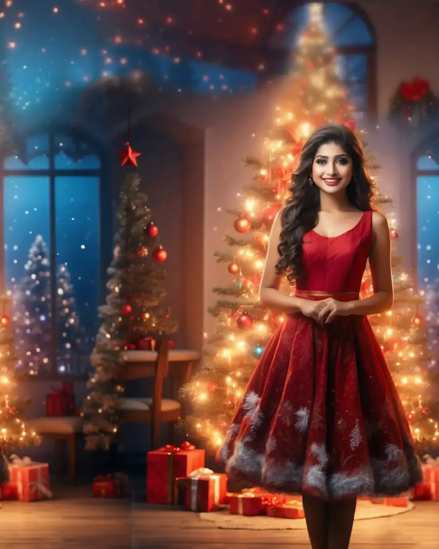 Girl Picsart Christmas Editing Background  HD