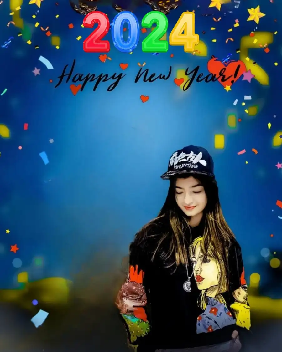 Girl Picsart Happy New Year 2024 Background