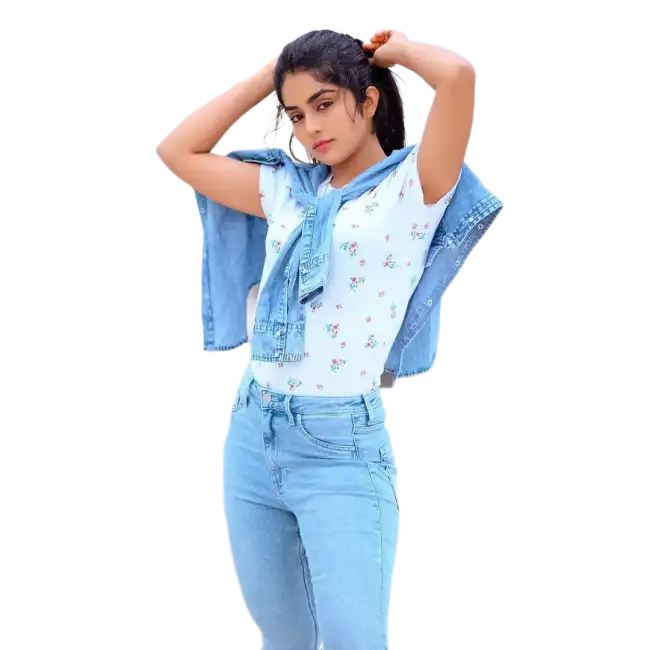 Girl PNG  In Jeans Top HD Background