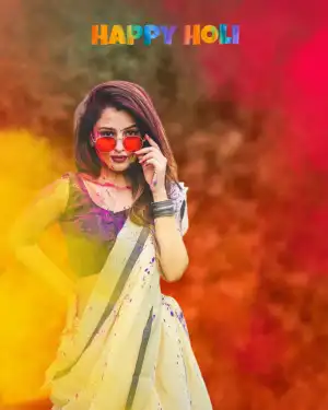 Girl Snapseed Happy Holi Bakcground Download