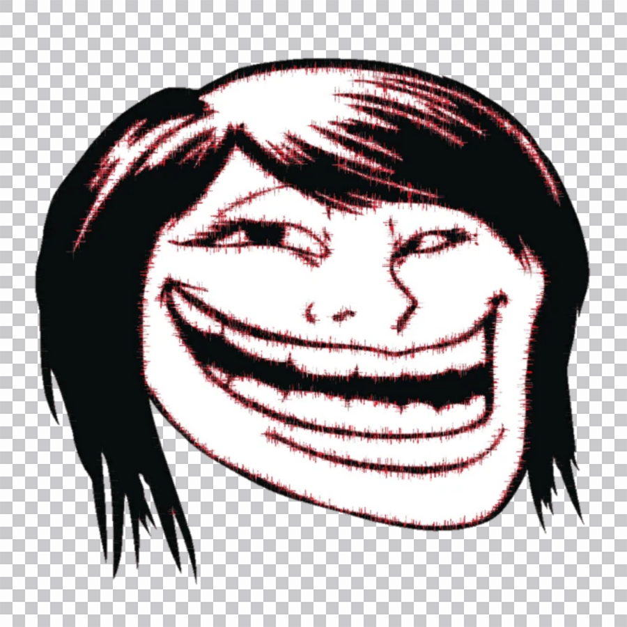 Girl Troll Face With Long Hair PNG Download