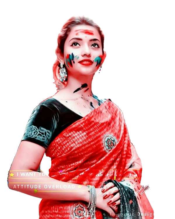 Girl With A Painted On Face In Saree  PNG Images