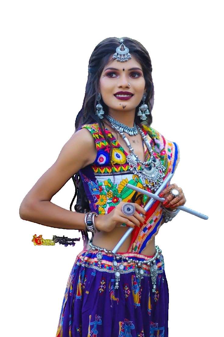 Girl With Dandiya PNG Images Download