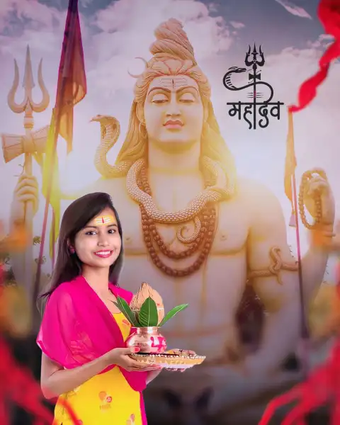 Girl With Mahadev Editing Background Download HD