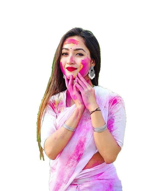 Girl With Red Pink Paint On The Face PNG Images