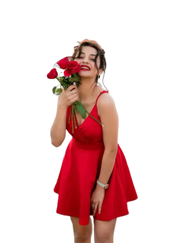 Girl With Red Rose PNG Images Download