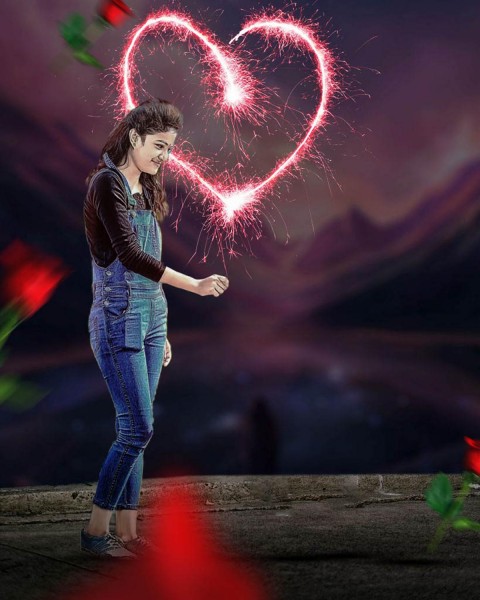 Girls Purpose Valentine Day Photo Editing Background With Girls