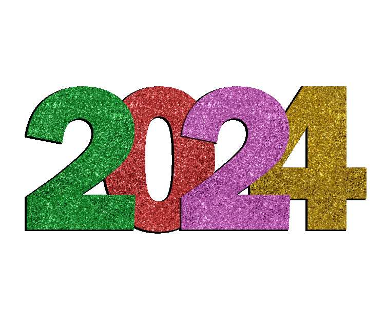 Glitter 2024 Happy New Year  PNG Download