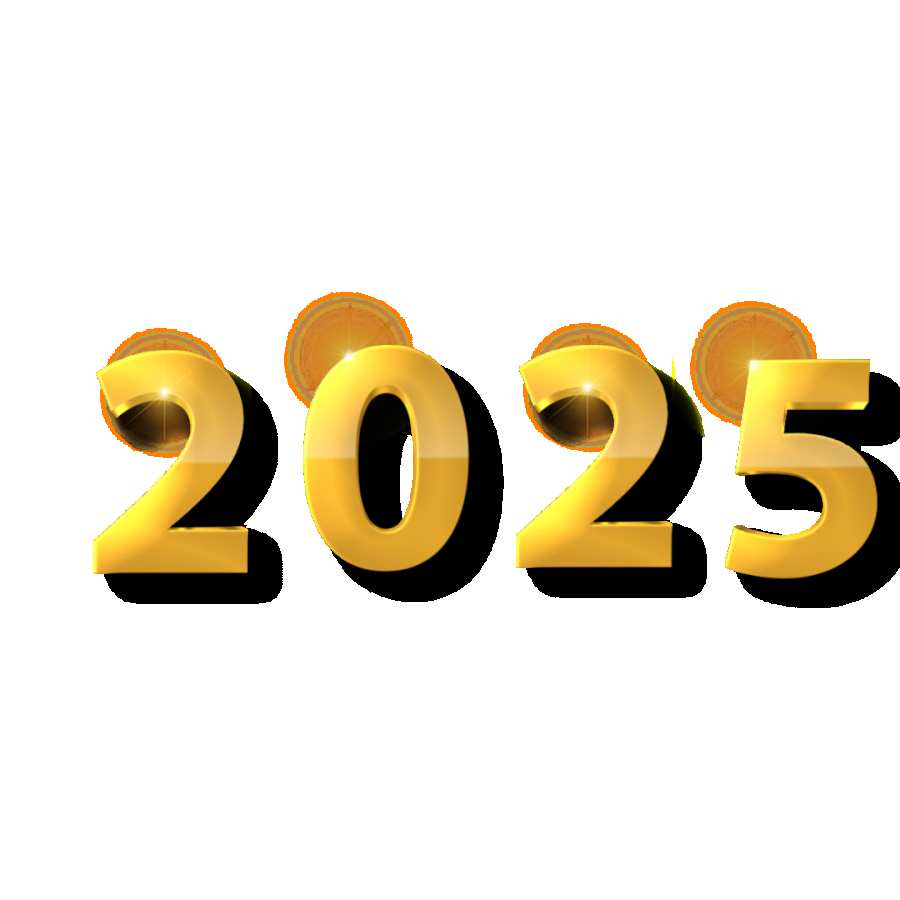 Glowing Golden Happy New Year 2025 PNG