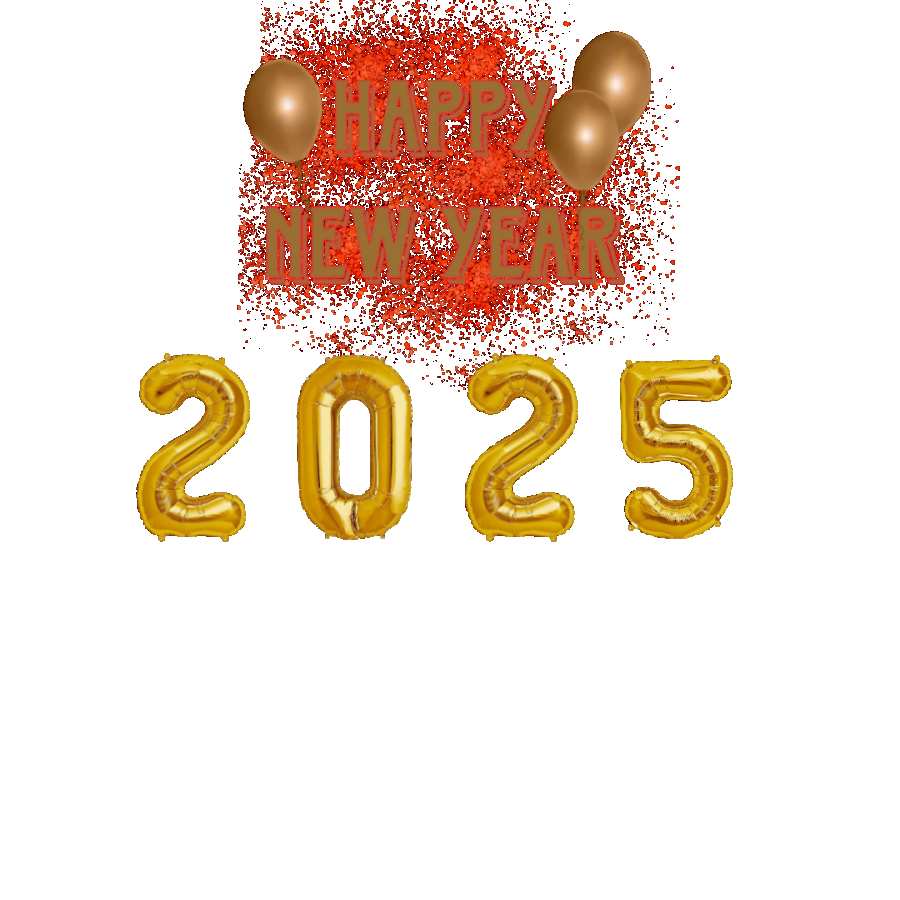 Gold Ballon Happy New Year 2025 PNG Full HD