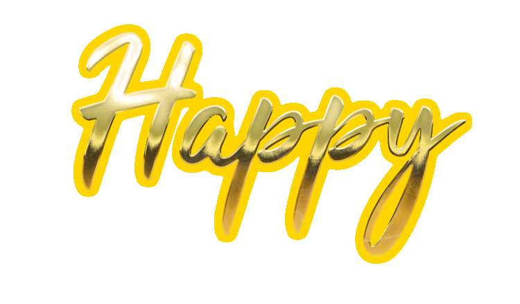 Gold Font Text Cursive Happy New Year PNG