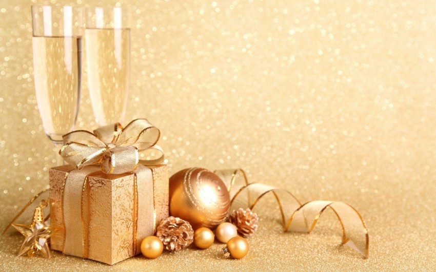 Gold Merry Christmas Gift Box  HD Background Wallpaper