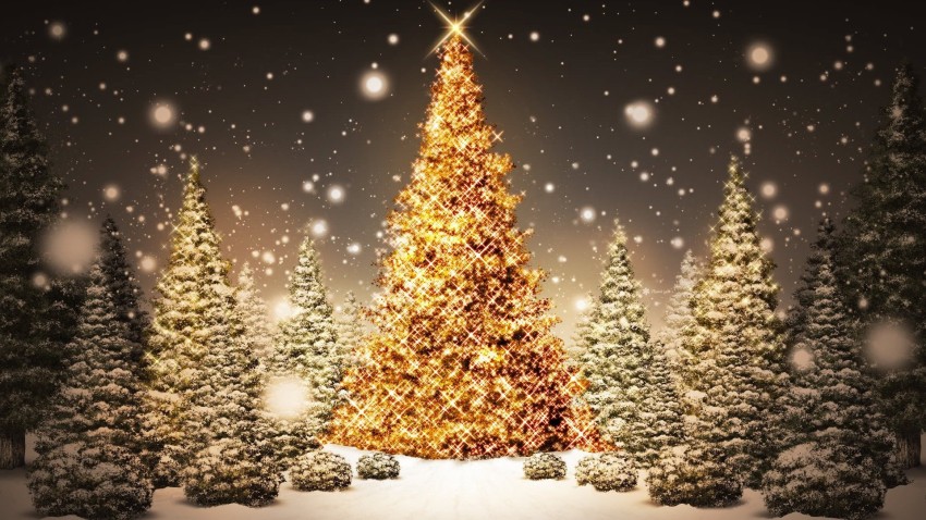 Golden Christmas Tree Background HD Download