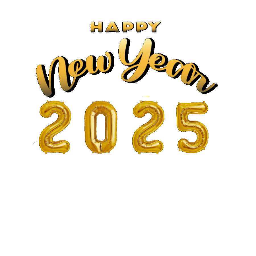 Golden Happy New Year 2025 PNG HD