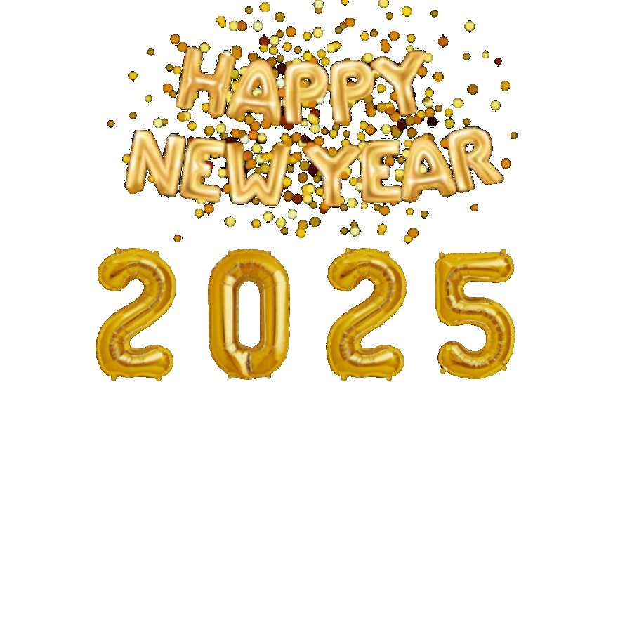 Golden Happy New Year 2025 PNG