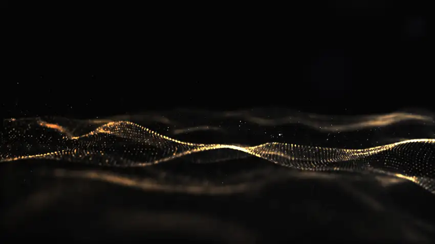 Golden Particle Wave Black Background HD Download