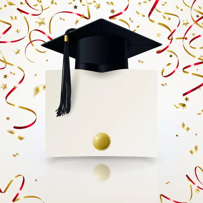 Graduation  Cap And Diploma With Confetti Background HD Images